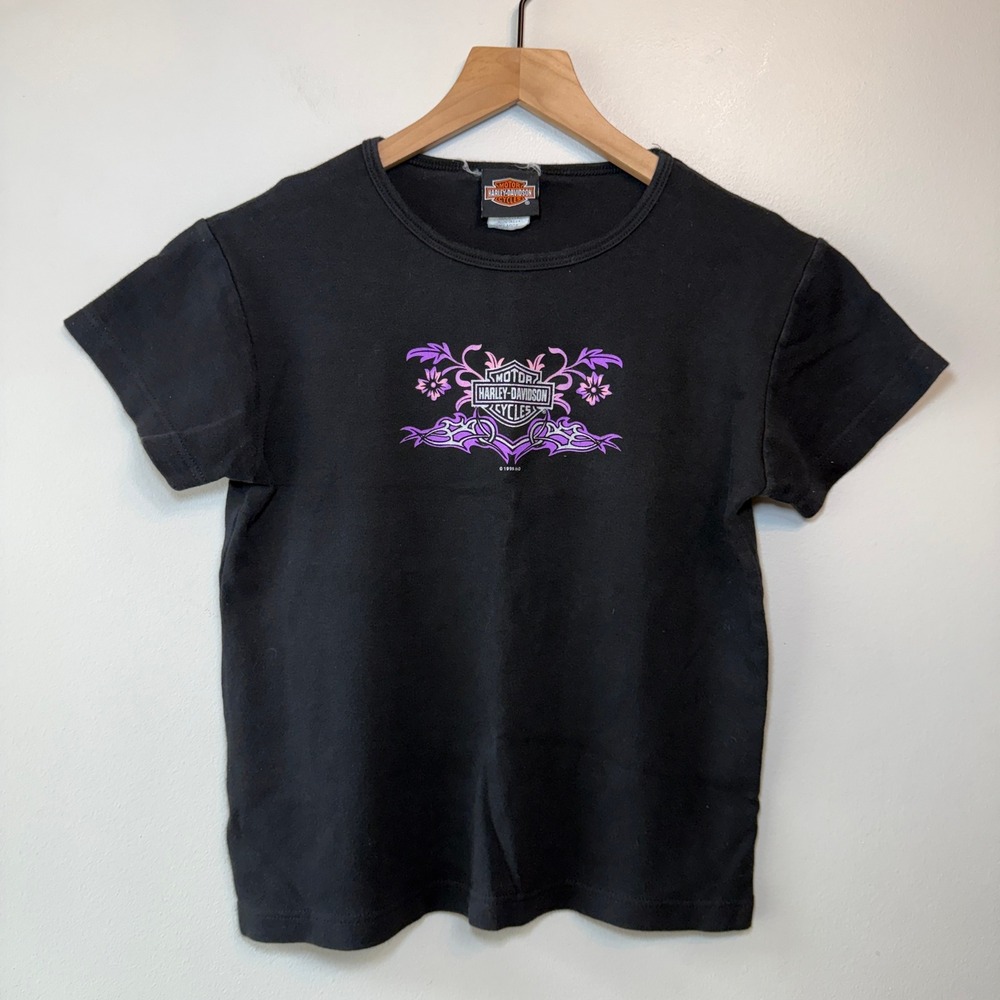 Harley Davidson Women's Black Graphic T-Shirt Indy West Plainfield Indiana XL